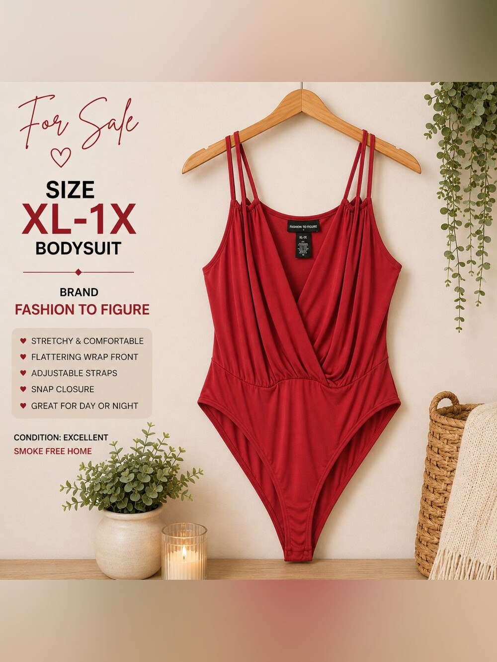 Fashion to Figure Burnt Orange -Front Bodysuit